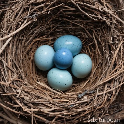 Blue Birds Nest With Eggs Natural Habitat Illustration Sdxl Free Online