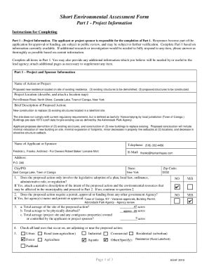 Fillable Online SEQR Short Environmental Assessment Form Nassau