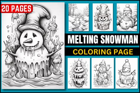 Melting Snowman Coloring Page Graphic By Liminotemplates · Creative Fabrica