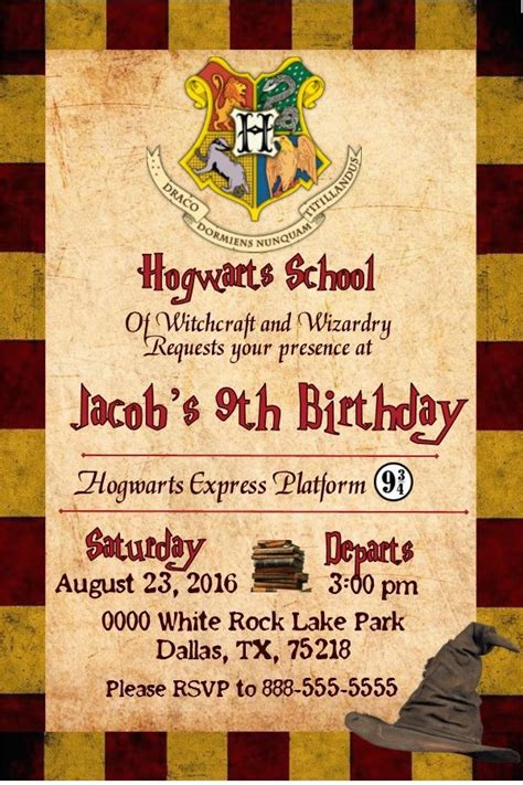 Harry Potter Printable Birthday Invitations