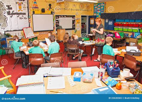 School Classroom Teacher Children Editorial Image Image Of Helping