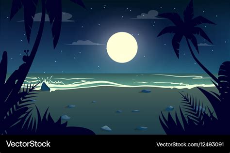 Moonlight Night At Beach Royalty Free Vector Image