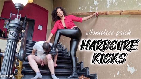Hardcore Kicks For Homeless Prick Mahoganyqen Ballbusting Guru