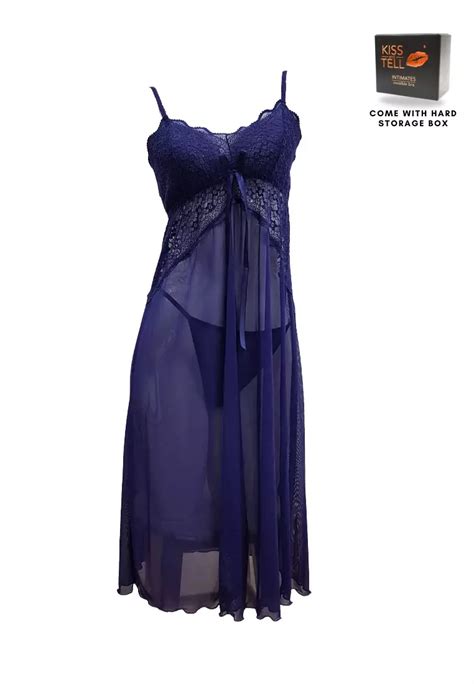 網上選購 Kiss Tell Premium Maddie Lingerie Corset Night Gown Nighties in Blue 系列 ZALORA香港