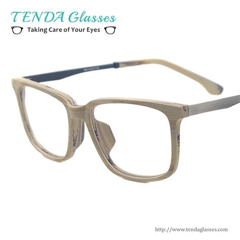 Men Square Acetate Glasses Frames Acetate Wooden Texture Eyewear For Myopia And Presbyopia Lenses