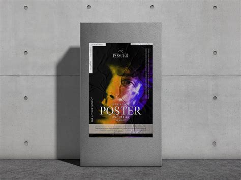 Free Concrete Pillar Advertising Poster Mockup Design Mockup Planet