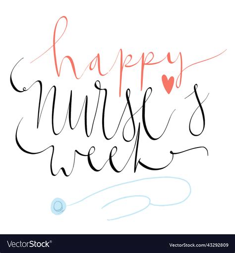 Happy Nurses Week Lettering With Heart Decoration Vector Image