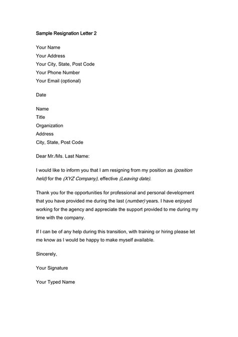 Resignation Letter Template Download Free Documents For Pdf Word And