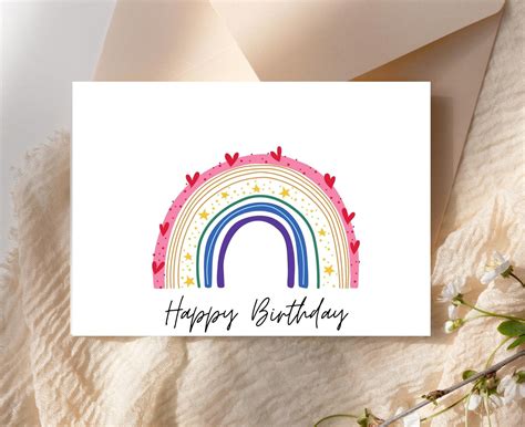 Printable Rainbow Happy Birthday Card Instant Download - Etsy