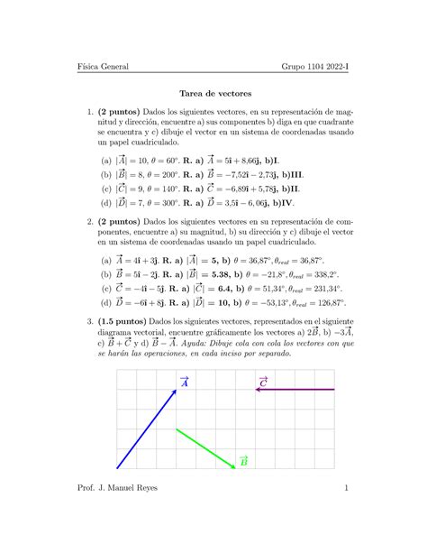 T Vectores F Sica General Grupo I Tarea De Vectores