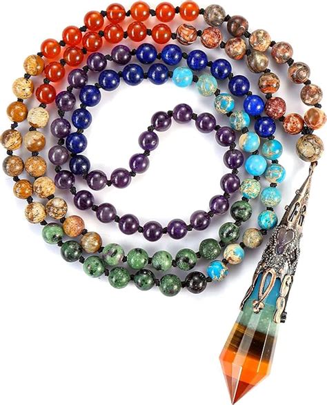 Amazon GEHECRST Natural 7 Chakra 108 Mala Prayer Beads Necklace