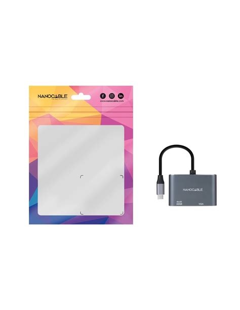 Nanocable Conversor USB C A HDMI VGA 15 Cm Gris