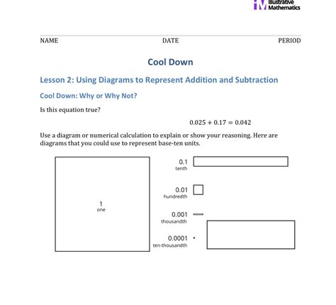 Illustrative Mathematics Name Date Period Cool Down Lesson Using