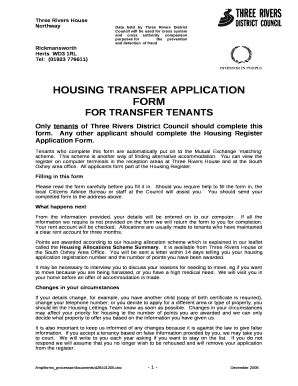 FOR TRANSFER TENANTS Doc Template PdfFiller