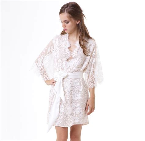 Swan Queen Scalloped Lined Bridal Lace Kimono Robe Ivory Off Etsy