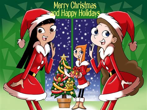 Image Merry Christmas And Happy Holidays By Uotsda Phineas And Ferb Wiki Fandom