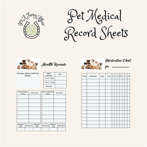 Pet Medical Record Sheet Printable Pet Medical Record Dog