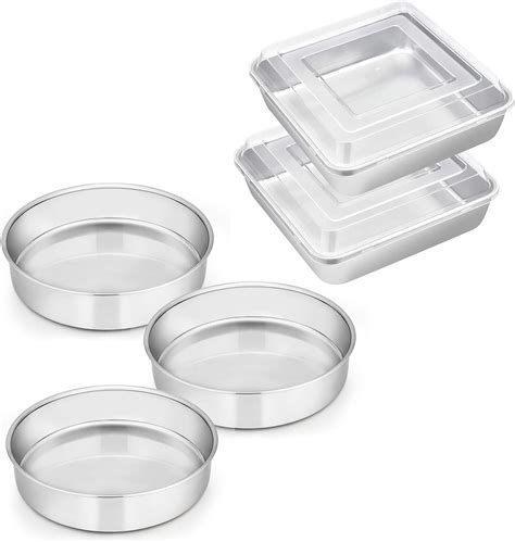 Amazon E Far Inch Round Cake Pan Set Of And Square Baking Pan