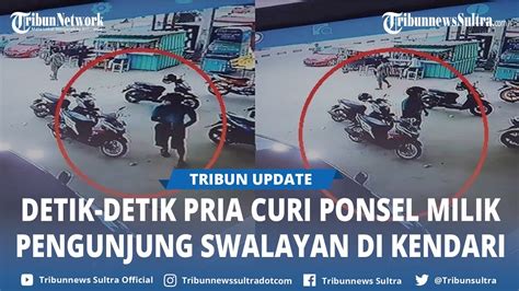 Detik Detik Pria Curi Ponsel Milik Pengunjung Swalayan Terekam CCTV Di