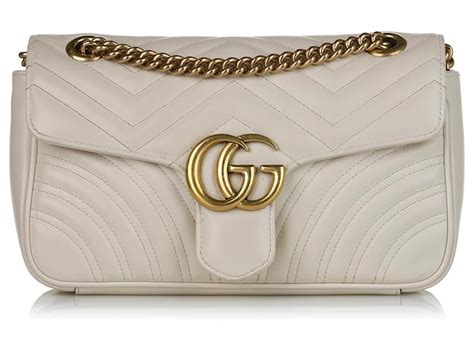 Gucci White Gg Marmont Matelasse Leather Crossbody Bag Cream Metal Pony