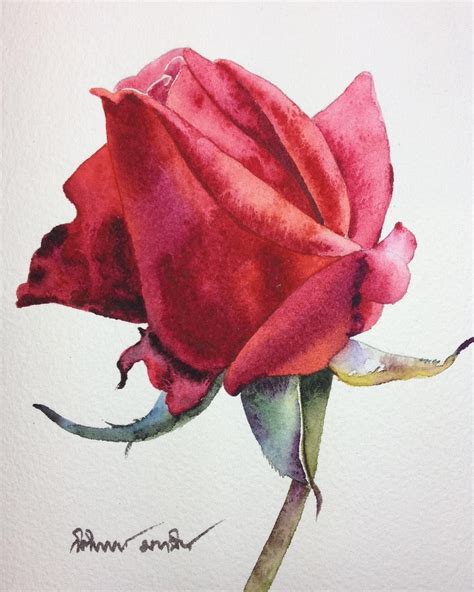 Mini Painting The Red Rose Flowers Flowers Artists Art Aquarius