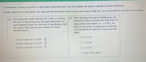 Solved A Researcher Is Going To Perform A Right Tailed Chegg