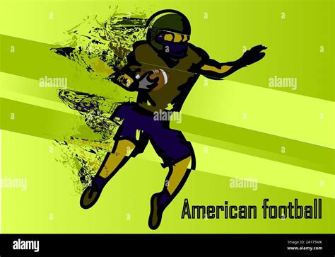 american football. grunge silhouette of male with football ball Stock ...