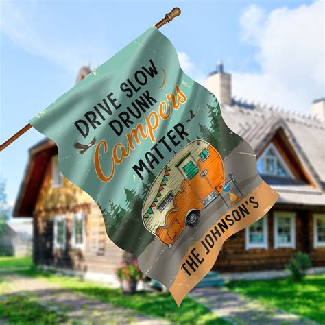 Camping Flag Personalized - Personalized Drive Slow Drunk Campers