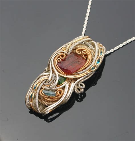 Handmade Heady Wire Wrap Jewelry Silver And Gold Rubellite