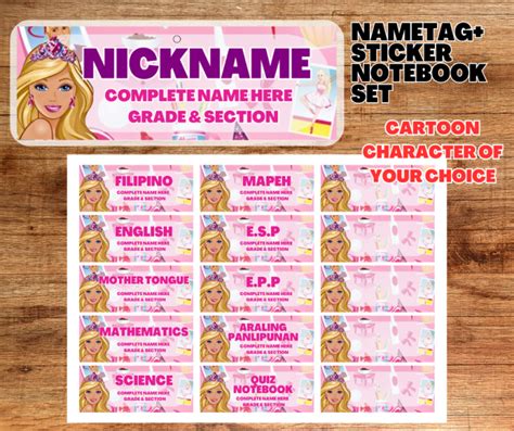 A&J Laminated Nameplate and Subject Stickers Set for Kids Students ...