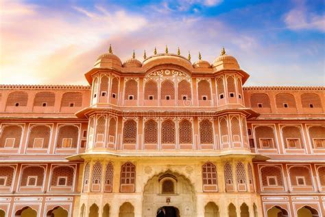 City Palace Jaipur Exterior Architecture Structure at Rajastha India with Moody Sunset Sky Stock ...