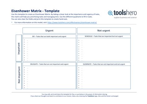 Printable Eisenhower Matrix Template