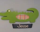 Items similar to Alligator nursery-personalized decor with hanging name ...