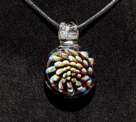 Glass Implosion Pendant Flower Necklace Flower Jewelry Glass Pendant Heady Glass Necklace Floral