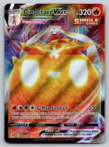 Cinderace Vmax Ultra Rare Fusion Strike Pokemon Card Nm Near