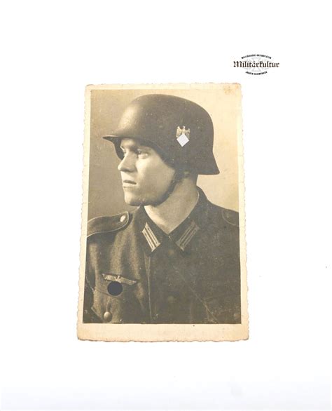 Postkarte Foto Portrait Soldat In Uniform Mit Stahlhelm Heer