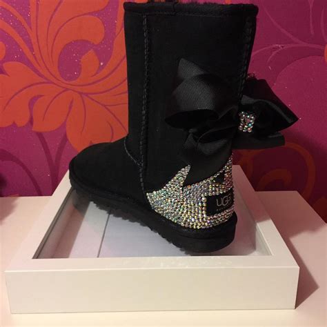 Crystal Ugg Boot With Bow On Back Size Uk Depop