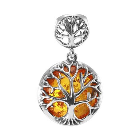 Pendentif Argent Et Ambre Arbre De Vie Ref 47594