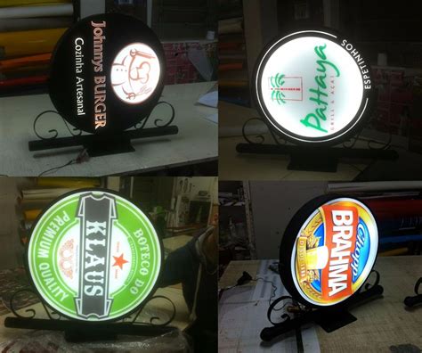 Placa Luminosa Dupla Face Redonda Led Acr Lico Personalizada R