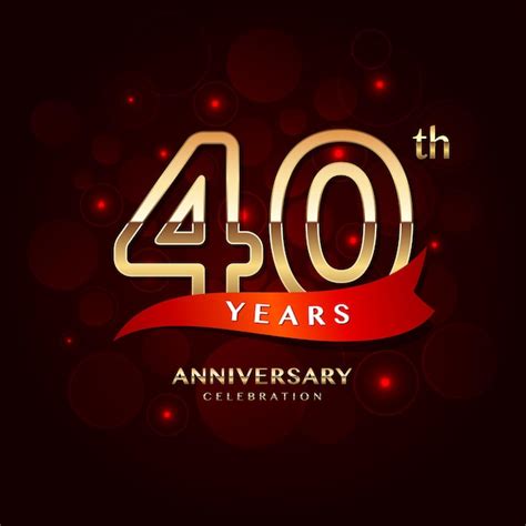 Premium Vector 40th Year Anniversary Celebration Logo Design With A Golden Number And Red