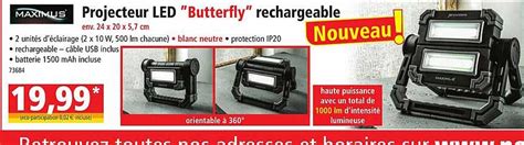 Promo Projecteur Led Butterfly Rechargeable Maximus Chez Norma