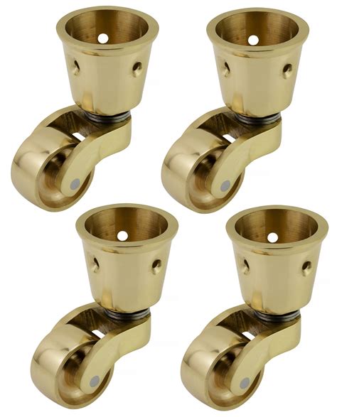 Solid Brass Castors Casters Set Of 4 25mm Wheel Antique Furniture