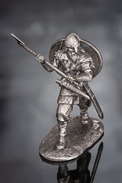 Viking With Ax And Shield Viking Miniature Tin Metal Figurine Etsy