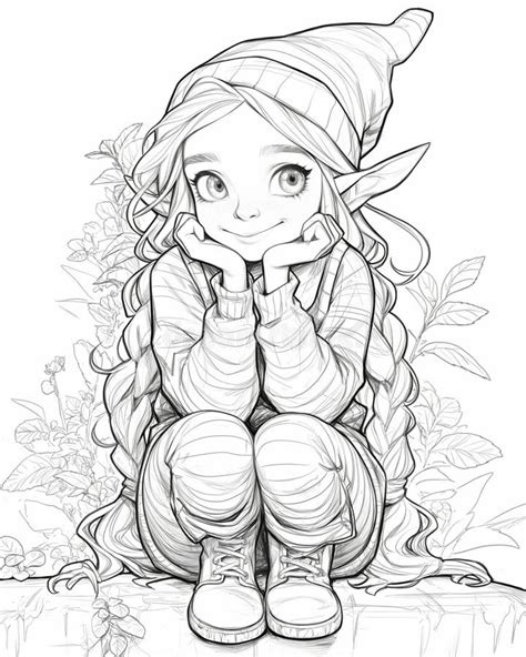 Coloring Page For Kids Coloring Page Girl Elf Stock Photo Image Of