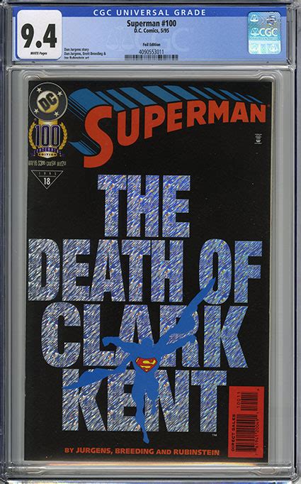 Superman 100 Foil Edition Cgc 94 Cart Gallery