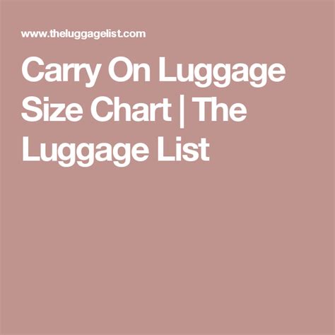 Luggage Bag Size Chart