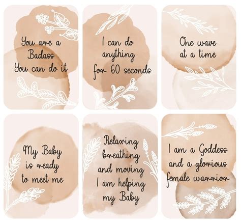 10 Boho Beige Set Positive Birth Affirmations Cards Royalty Free Images