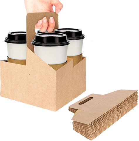 Buy 4 Cup Disposable Drink Carrier With Handle 15 Count Kraft Paperboard Cup Holder