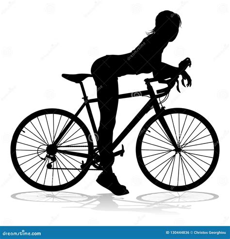 Woman Bike Cyclist Riding Bicycle Silhouette Stock Vector