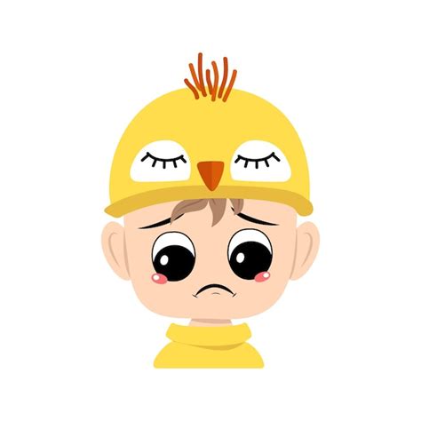 Premium Vector Avatar Of Boy With Big Eyes And Sad Emotions